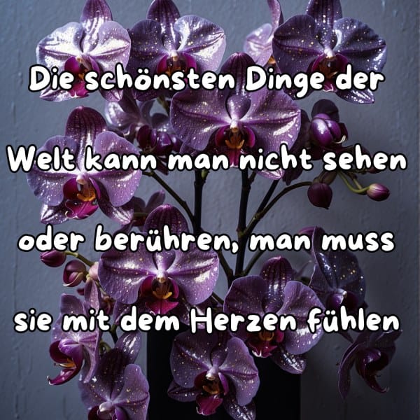 Romantischer Spruch mit Blumen