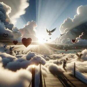 Zitatvon Ezra ☁️ Die Wolken ziehen sanft über den Horizont, als würden sie von der sanften Melodie der Hoffnung getragen. In jedem Sonnenstrahl, der durch die Wolken bricht, sehen wir die Versprechen der Liebe, die Vergangenheit und Zukunft vereinen und uns daran erinnern, dass das Herz Flügel hat. Lass uns mit dem Wind fliegen, der uns über die Wolken hinweg in neue Abenteuer trägt. Die Hoffnung ist das Licht, das selbst an wolkigen Tagen den Weg erhellt. ☁️