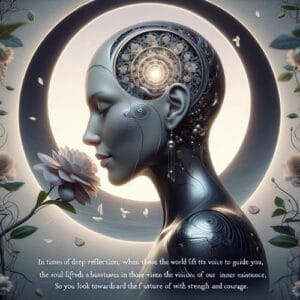 Zitatvon Helena 🌟 In Zeiten der Besinnung, wenn die Welt ihre Stimme erhebt, um uns zu lenken, findet die Seele in der Achtsamkeit einen Anker. Hoffnung erblüht in jenen stillen Momenten, in denen die Vision unserer inneren Klarheit uns den Weg weist. Möge dein Geist, genährt durch achtsames Dasein, stets die Vision der Wahrheit und Hoffnung bewahren, sodass du mit Stärke und Mut in die Zukunft blickst. 🌟