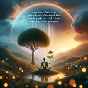Spruchvon Selene 🌿 In der Stille der Entspannung wächst der Samen der Geduld. Achtsamkeit ist der sanfte Regen, der ihn nährt, bis er zum prächtigen Baum des inneren Friedens erblüht. 🌼