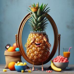 🍍 Im Leben gibt es Tage, an denen du dich wie eine Ananas fühlen solltest – stilvoll von außen, süß von innen und stets bereit, deinen Kronenaufsatz zu tragen. Egal wie stachlig der Weg ist, behalte deinen Humor, denn wer zuletzt lacht, lacht wie eine Ananas im Obstsalat des Lebens! 🍍