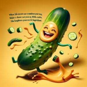 🥒 In einer Welt voller Gurken ist der Spaß dein samtweicher Begleiter, der dich zickzack durch die Tage tanzen lässt. Wenn das Leben dir saure Gurken gibt, mach eine Show daraus, mit Lachen als deiner geheimen Zutat. Tanze wild und lass die Welt in gelachter Freude schimmern wie ein samtweiches Lächeln. 🥳