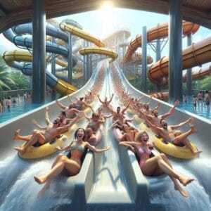 Spruch von Nina 🌊 "Das Leben ist wie ein Wasser-Park: Wenn du dich traust, die verrücktesten Rutschen runterzuflitzen, wirst du die besten Geschichten erzählen. Also nimm dir ein riesiges Herz, pack deine Abenteuerlust ein und mach dich bereit für die wilde Spritztour deines Lebens! Denn im endlosen Badewannenballett ist jeder Gesichtsausdruck eine steile Welle wert. Lass dich treiben und genieße den Lachanfall zum Tagesausklang!" 😂