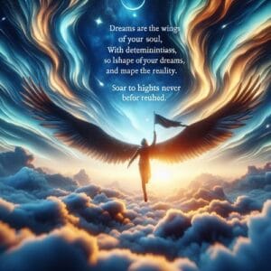 ✨ Träume sind die Flügel deiner Seele, die dich in neue Höhen tragen. Mit Tatendrang als dein Kompass, schaffe die Realität, die du erträumst. Jeder Tag ist eine Chance, deine Flügel auszubreiten und das Unmögliche möglich zu machen. Flieg höher als je zuvor. 🌟